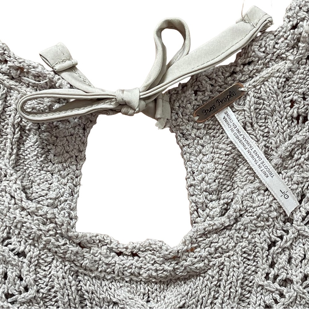 Free People Fitted Textured Knit Sweater with Open Ribbon Tie Back - Picture 4 of 8